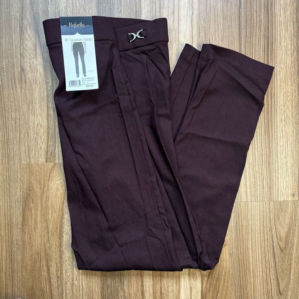 Rafaella Stretch Ankle Slim Leg Burgundy Pants (Women’s 12) New w/ Tags